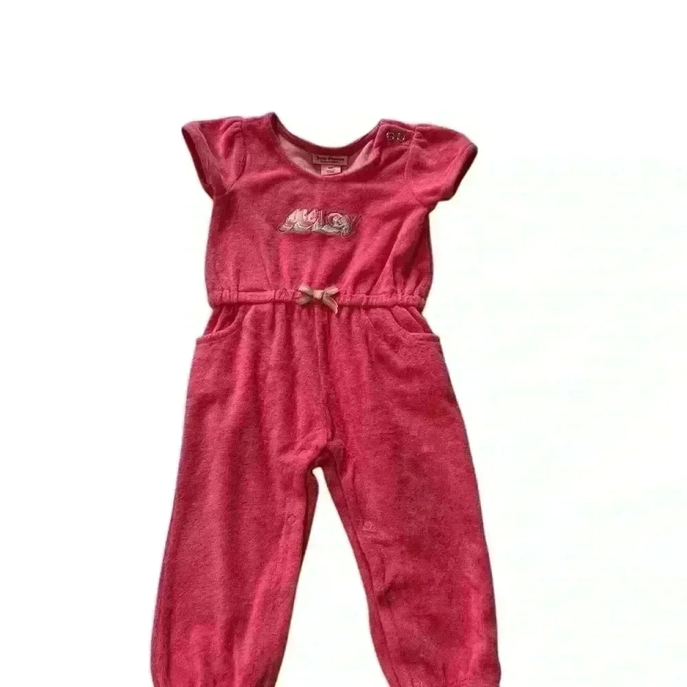 Juicy couture baby size 18 months one piece hot pink terry cloth romper new
